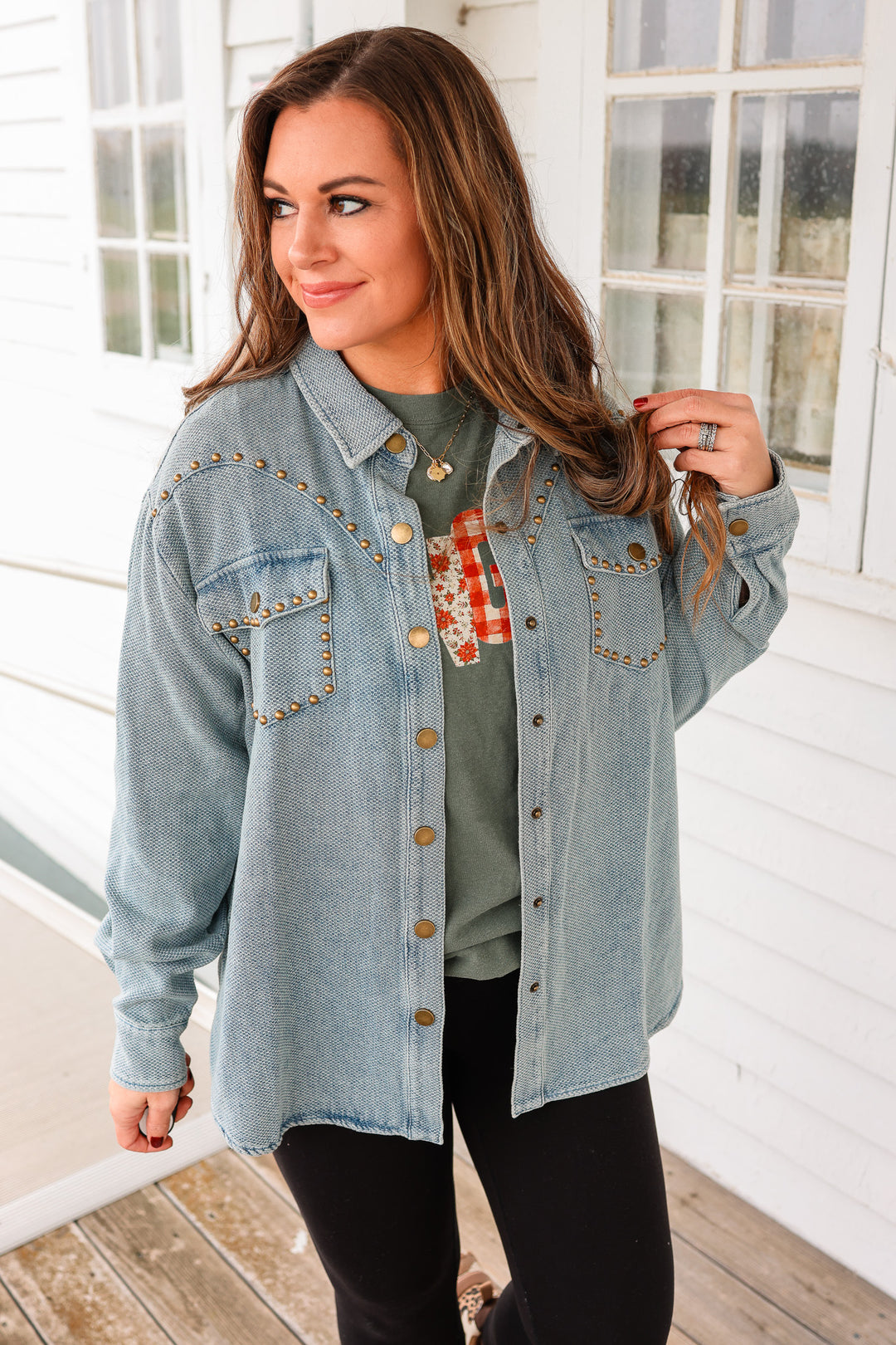 Ella Studded Denim Shacket