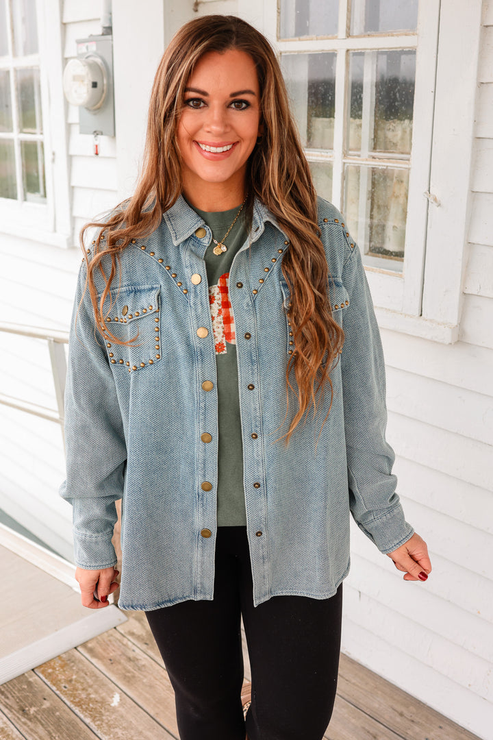 Ella Studded Denim Shacket