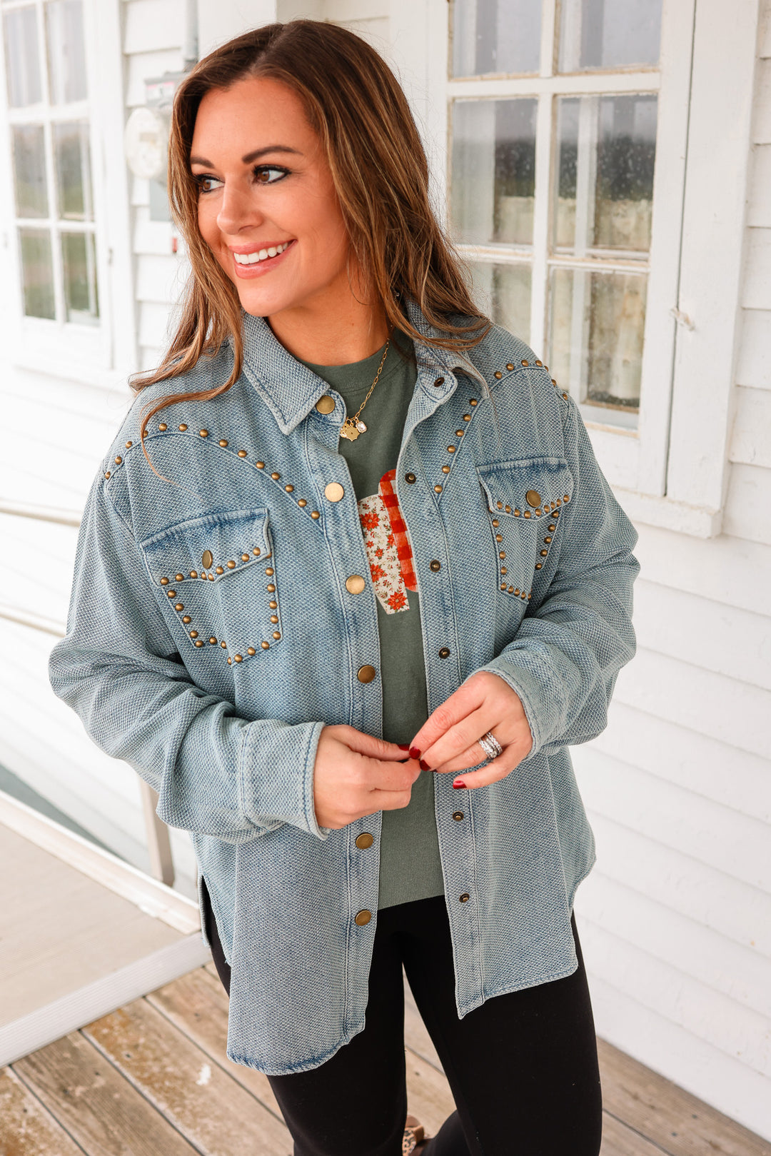 Ella Studded Denim Shacket