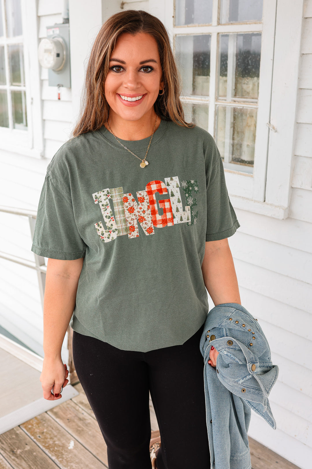JINGLE Patterns Graphic Tee - Moss