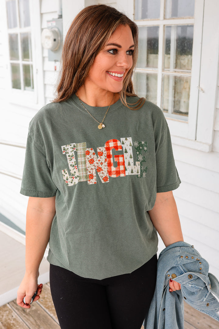 JINGLE Patterns Graphic Tee - Moss