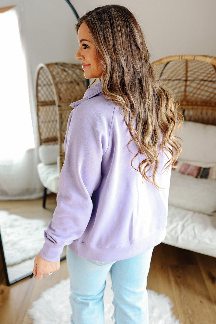 MAMA Ribbon Embroidered Half Zip - Orchid