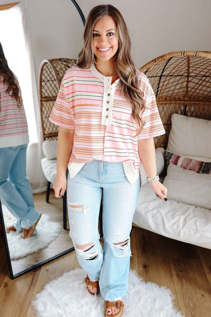 Clarke Striped Henley Top