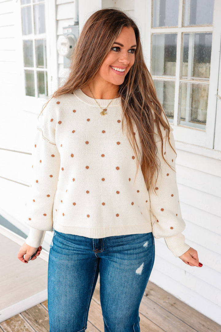Delaney Polka Dot Sweater - Cream/Carmel