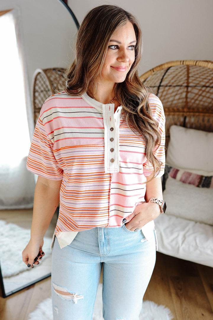 Clarke Striped Henley Top
