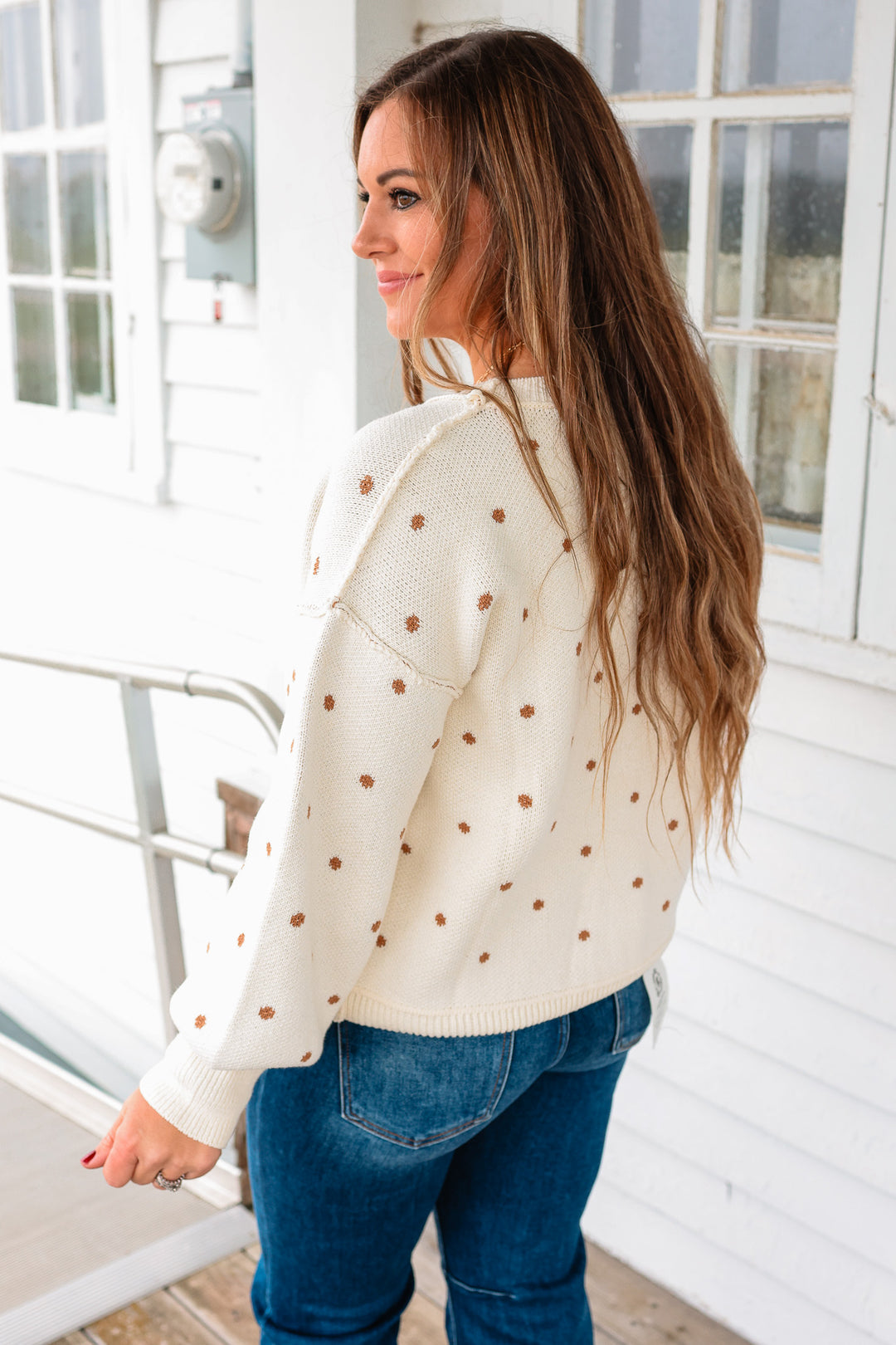 Delaney Polka Dot Sweater - Cream/Carmel