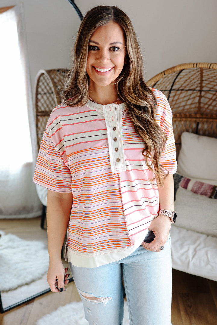 Clarke Striped Henley Top