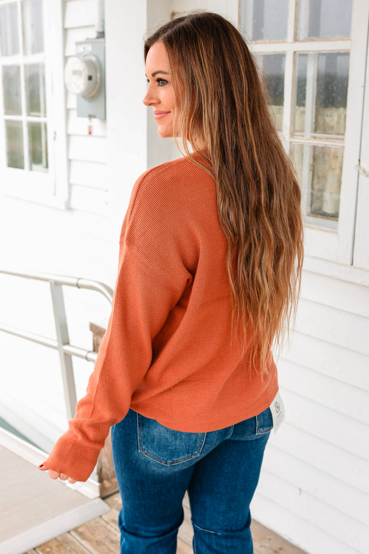 Kylee Mini Waffle Sweater - Rust
