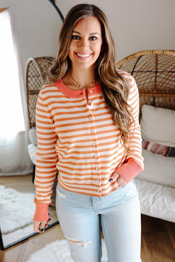Lexus Colorblock Stripe Cardigan - Peach