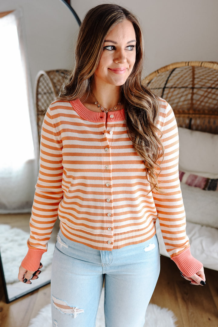 Lexus Colorblock Stripe Cardigan - Peach