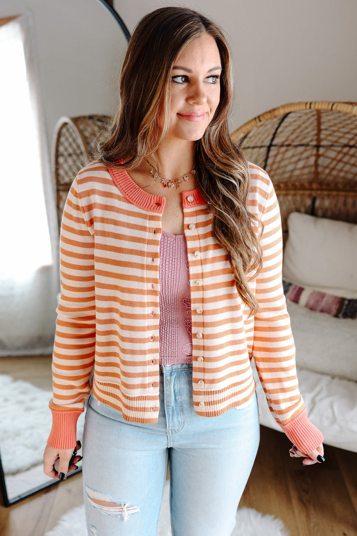Lexus Colorblock Stripe Cardigan - Peach