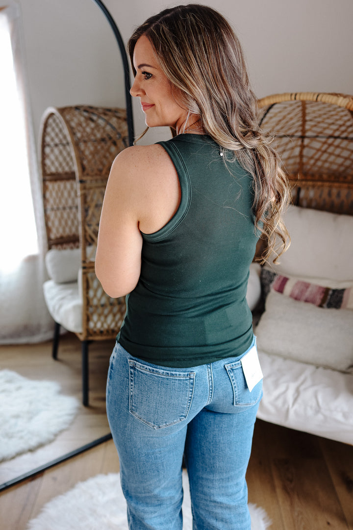 Maeve Ribbed Knit Tank - Hunter Green