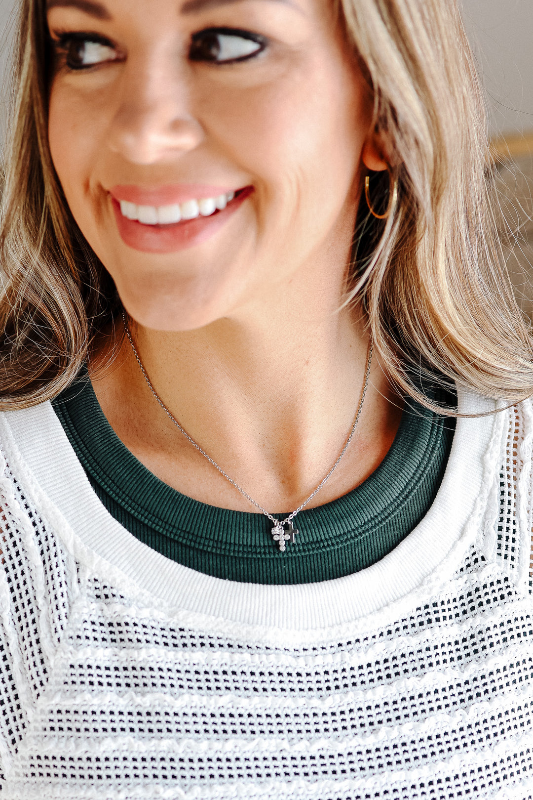Petite Double Cross Necklace