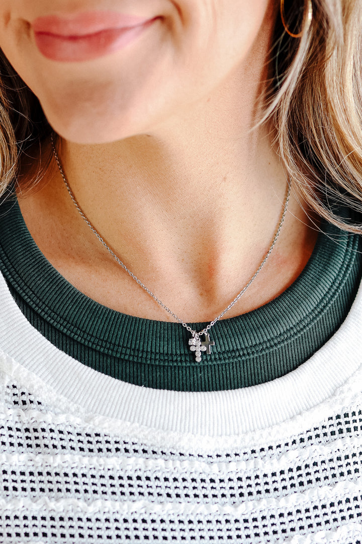 Petite Double Cross Necklace