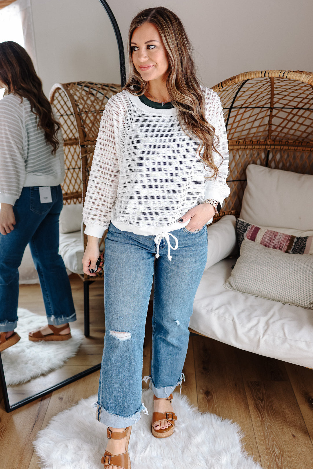 VERVET: Rowe Mid Rise Cuffed Slim Wide Jeans