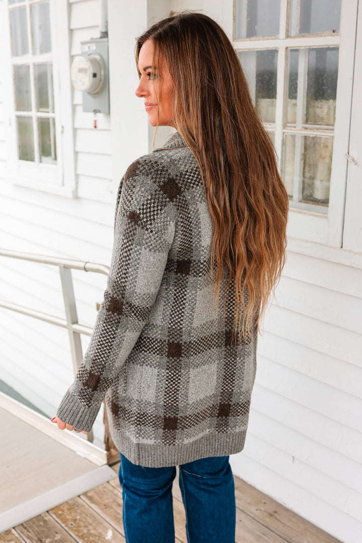 Robyn Checkered Cardigan - Charcoal