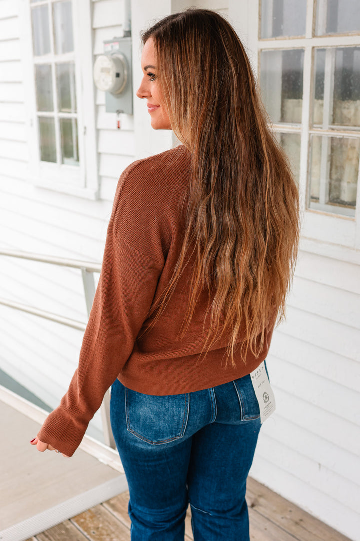 Kylee Mini Waffle Sweater - Dark Copper