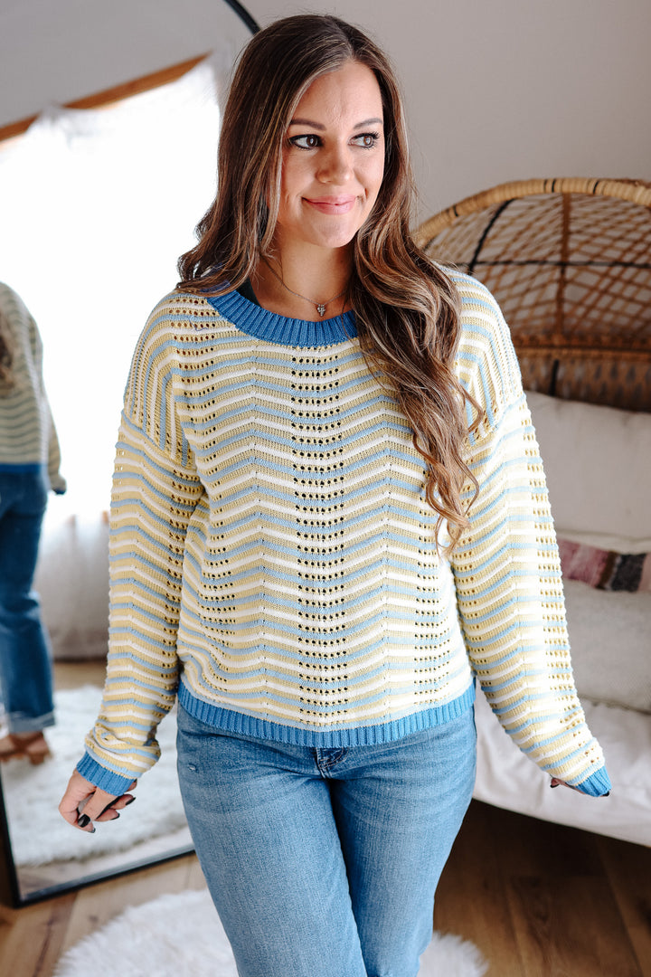 Kaleigh Mixed Stripe Pointelle Sweater
