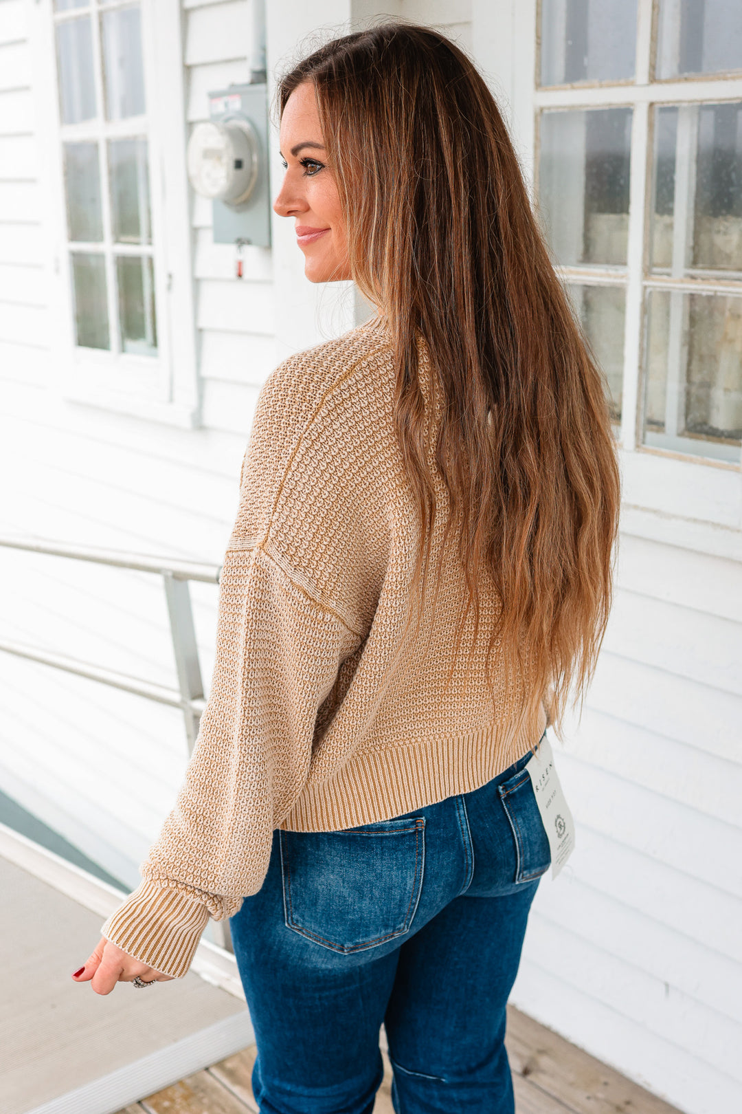 Elodie Mineral-Washed Cardigan - Beige