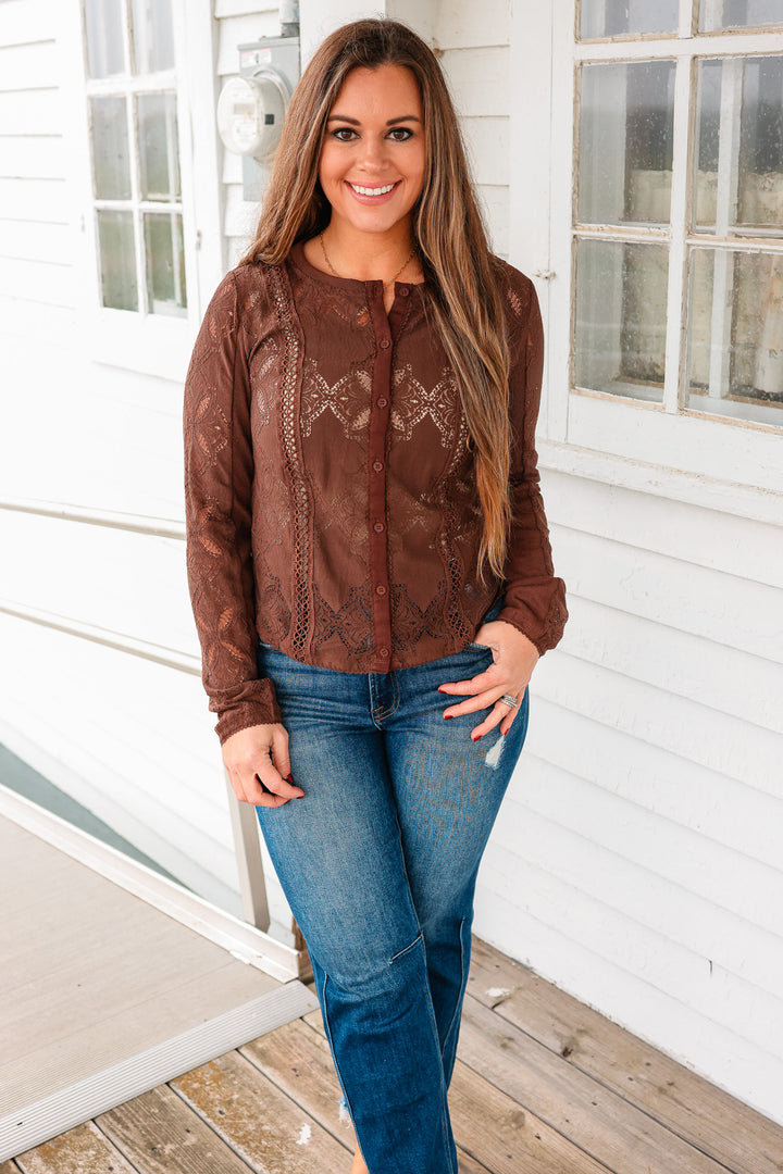 Anika Crochet Button Down Cardigan