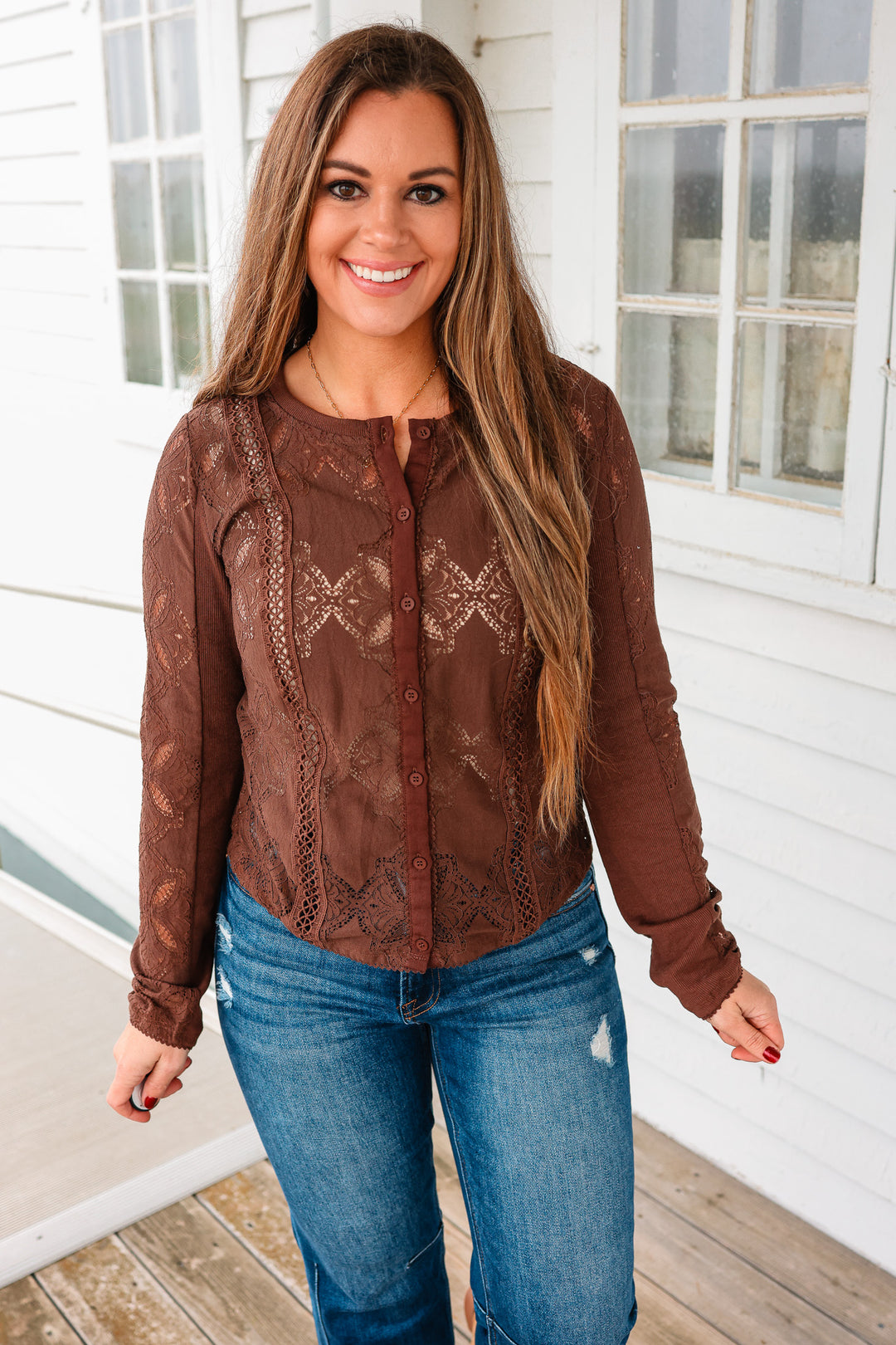 Anika Crochet Button Down Cardigan