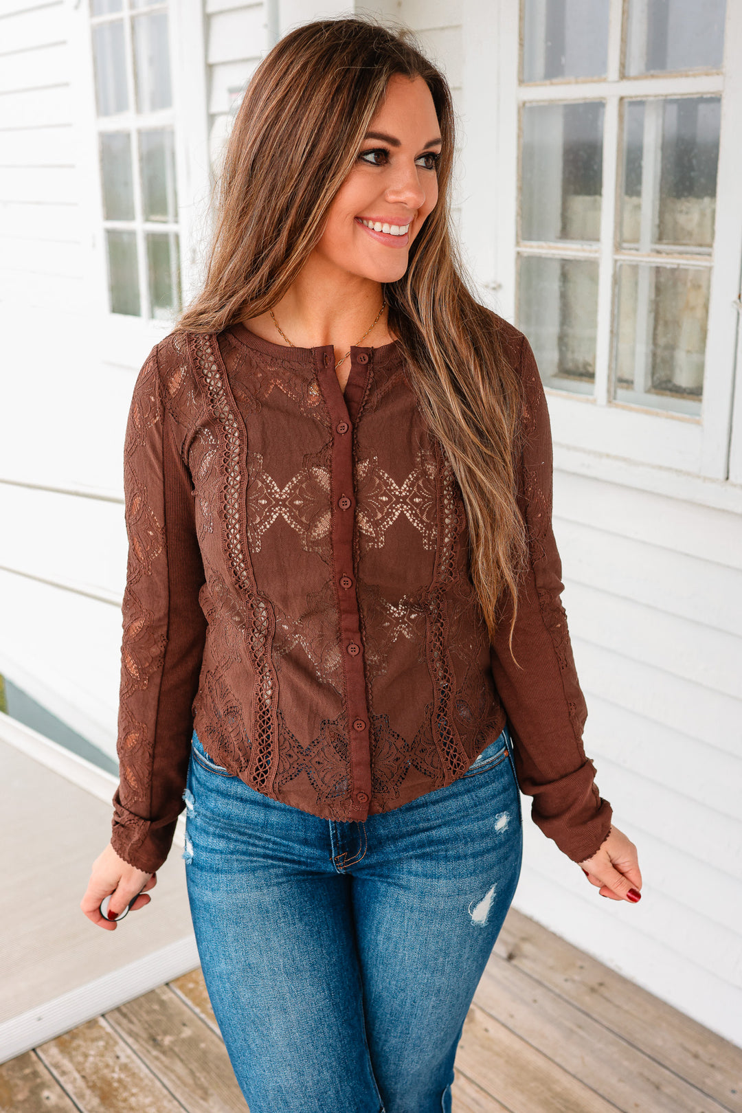 Anika Crochet Button Down Cardigan
