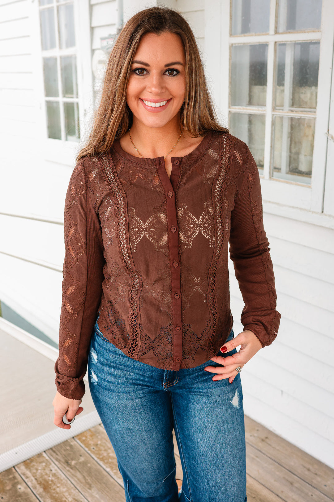 Anika Crochet Button Down Cardigan
