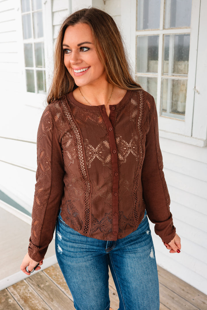 Anika Crochet Button Down Cardigan