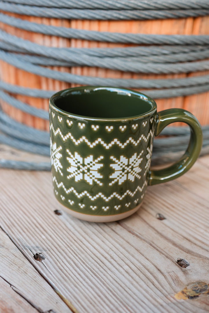 Green Fair Isle Sweater Stoneware Coffee Mug