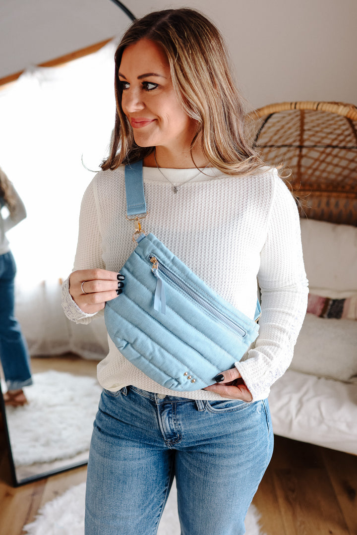 Jolie Puffer Bum Bag Wholesale - Light Denim