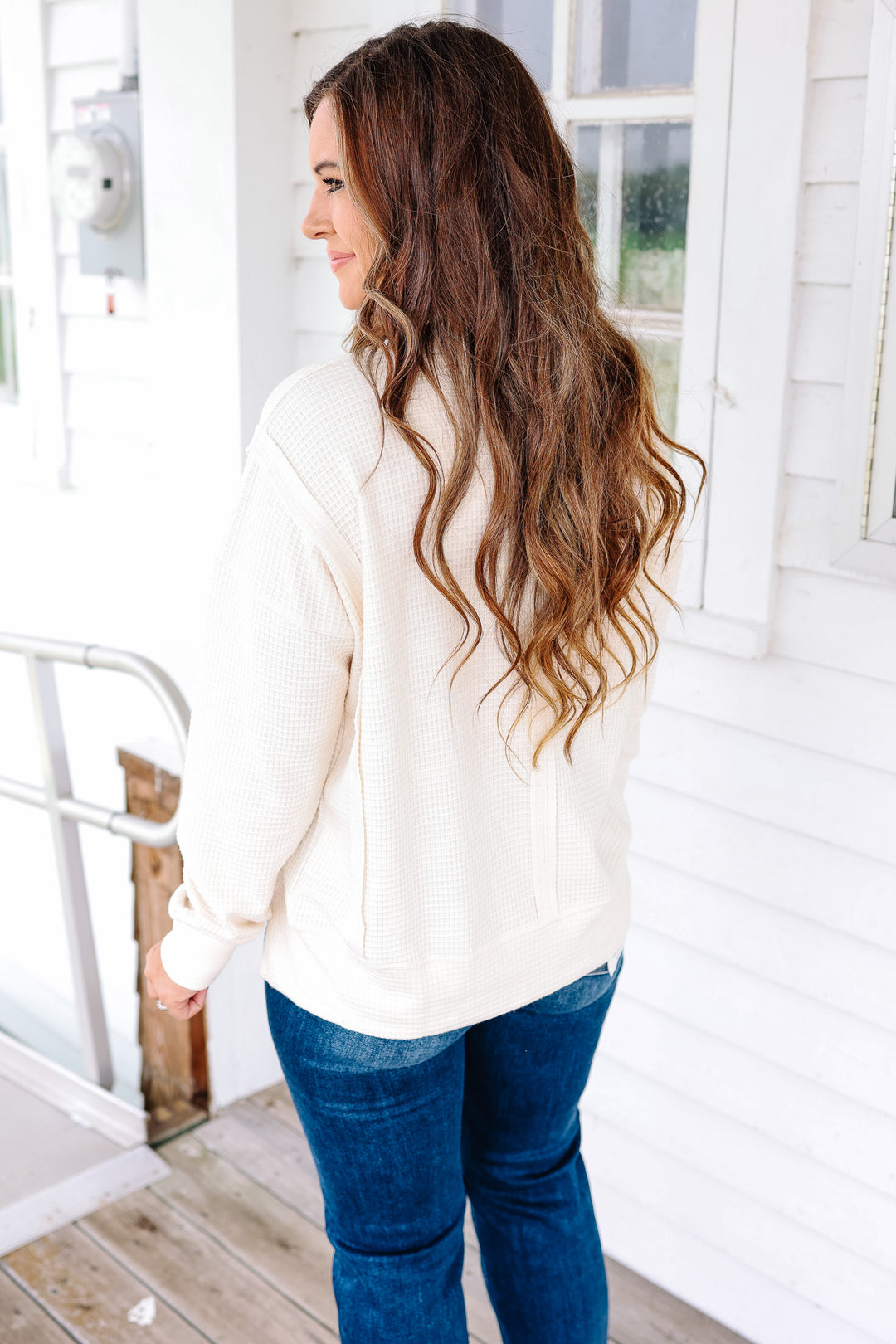 Mia Brushed Thermal Pullover - Cream