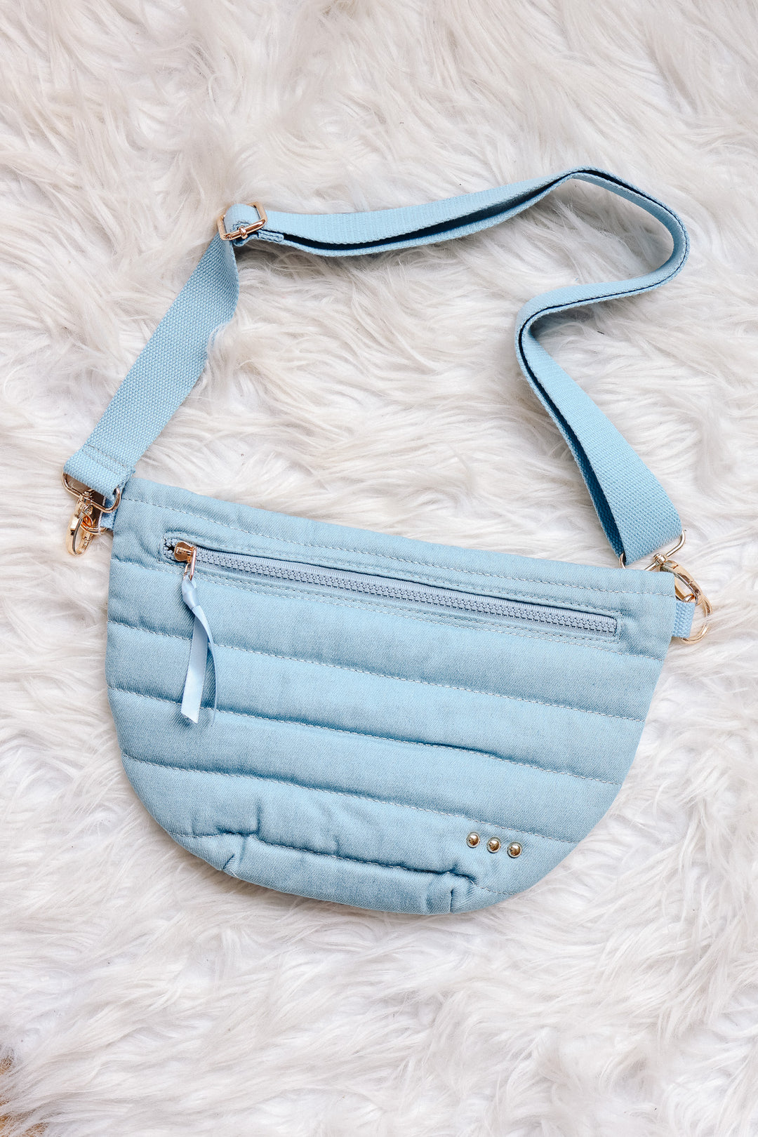 Jolie Puffer Bum Bag Wholesale - Light Denim