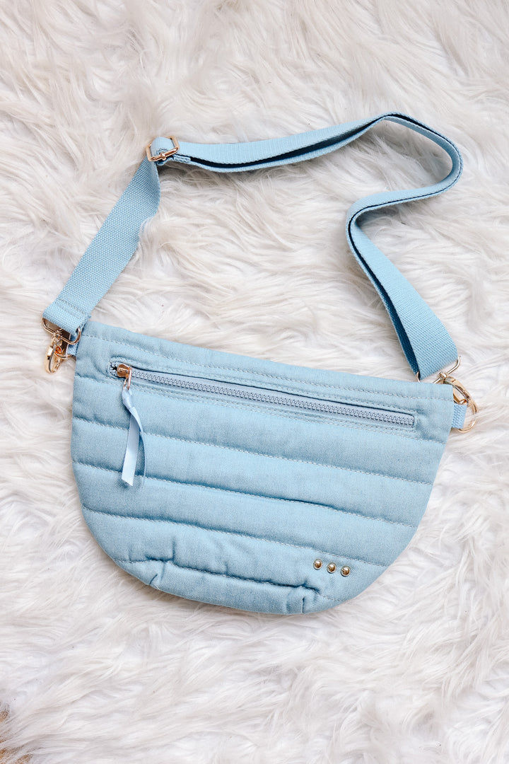 Jolie Puffer Bum Bag Wholesale - Light Denim