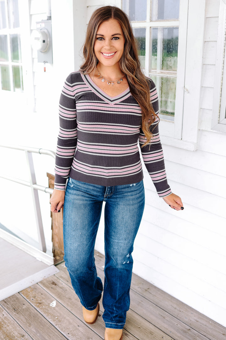Bekah Ribbed Striped Top