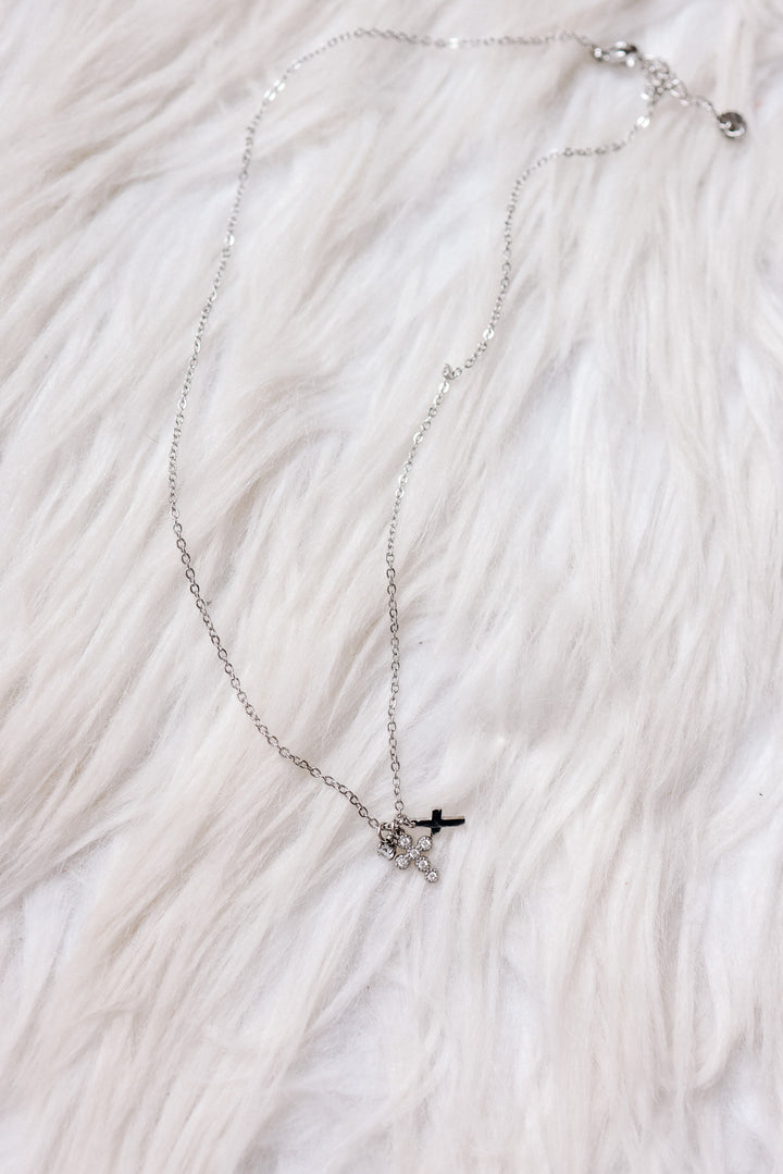 Petite Double Cross Necklace