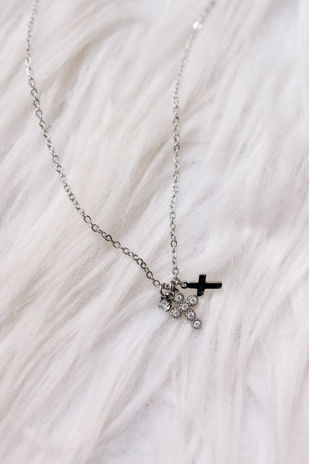 Petite Double Cross Necklace