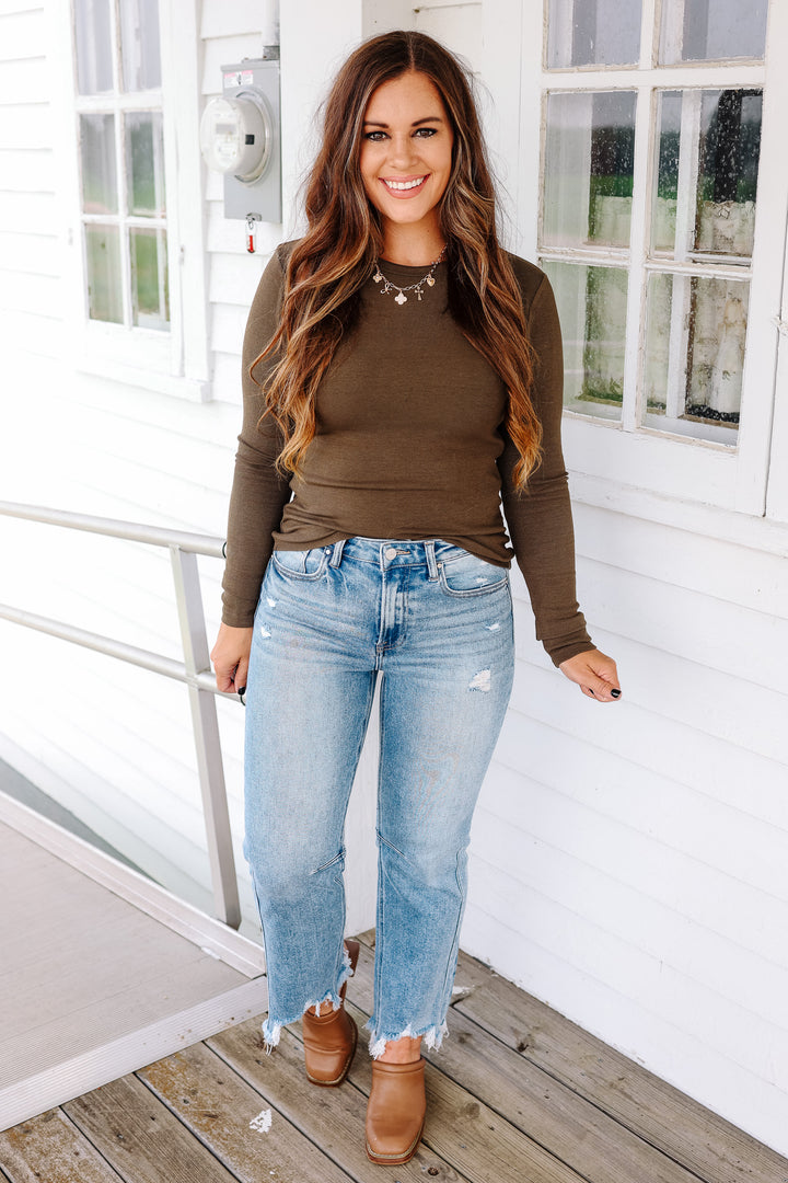 RISEN: MACI HIGH RISE CROP STRAIGHT JEANS