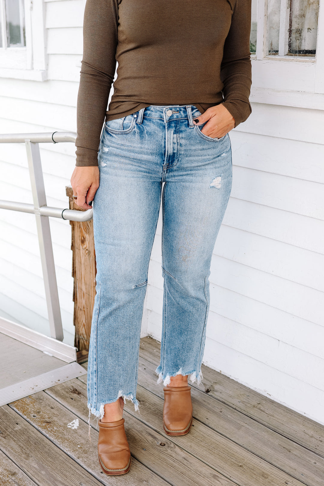 RISEN: MACI HIGH RISE CROP STRAIGHT JEANS