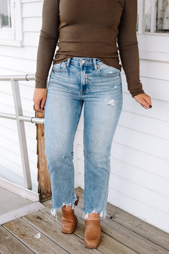 RISEN: MACI HIGH RISE CROP STRAIGHT JEANS