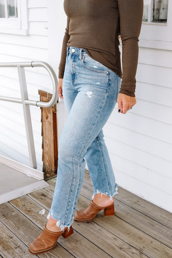 RISEN: MACI HIGH RISE CROP STRAIGHT JEANS