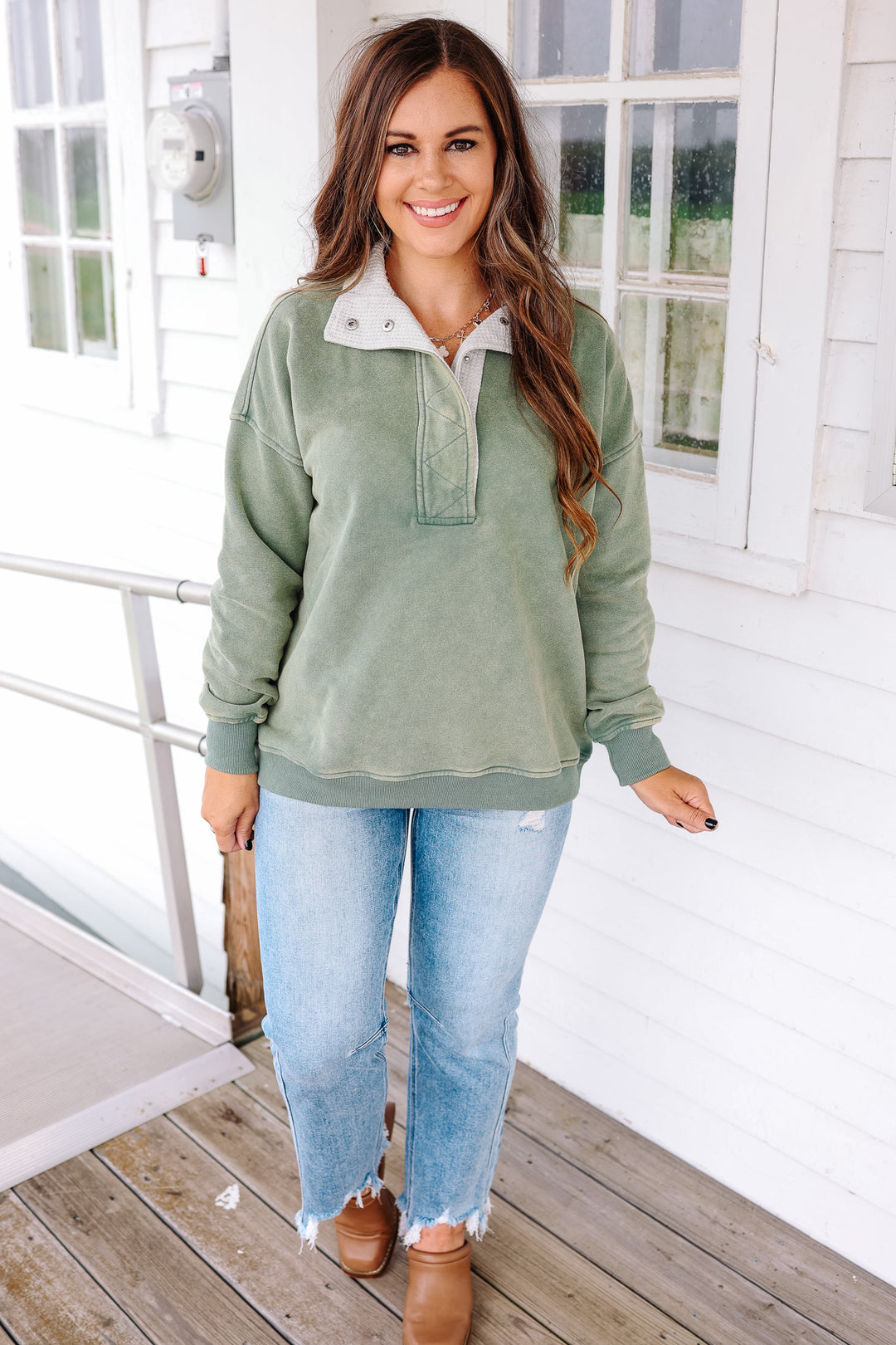 Gia Snow Wash Sweatshirt - Green