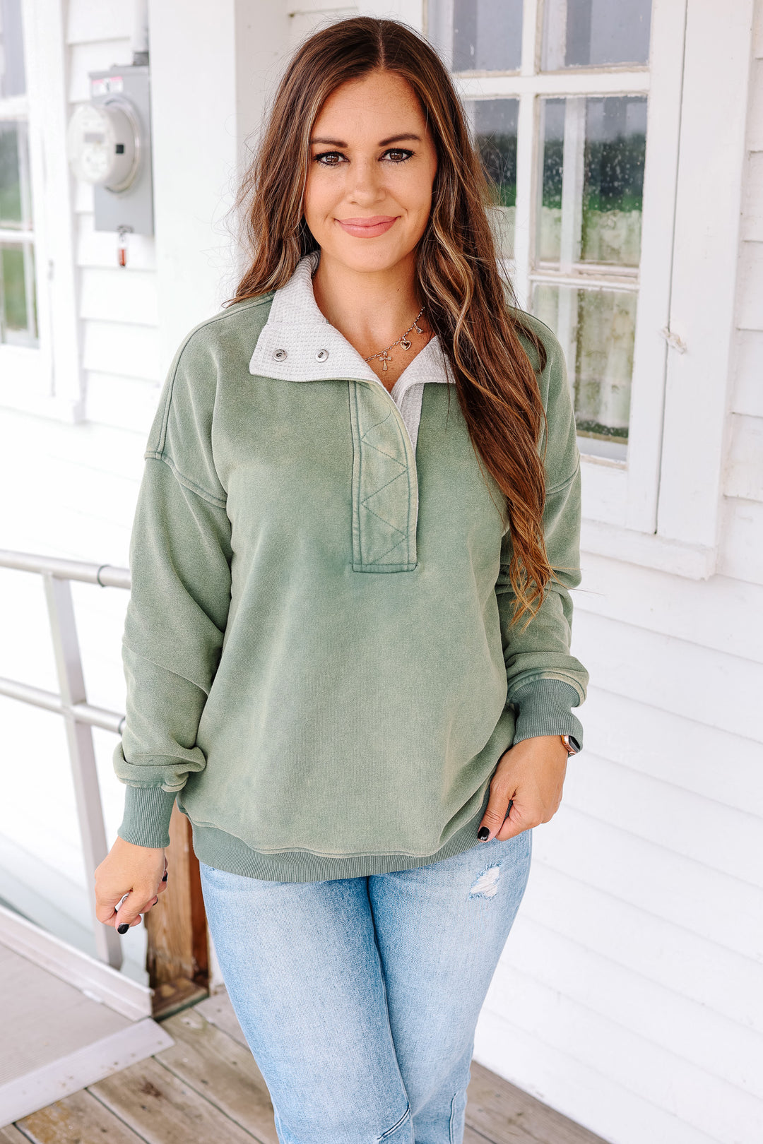 Gia Snow Wash Sweatshirt - Green