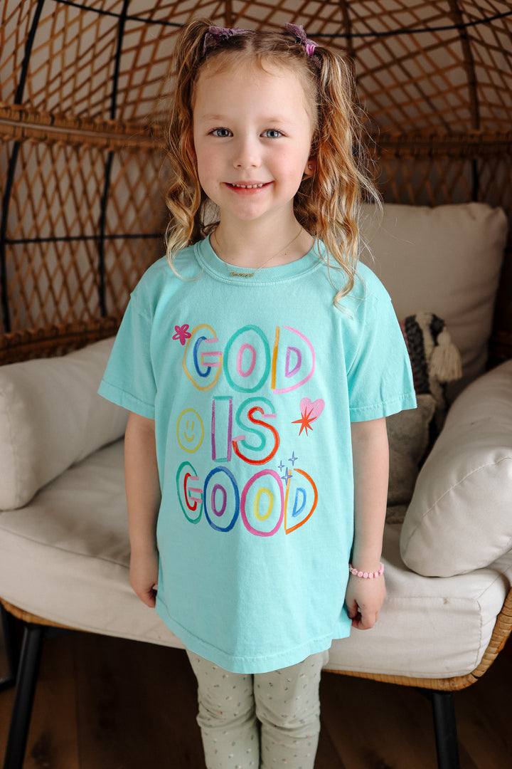 *YOUTH* God Is Good Graphic Tee - Chalky Mint