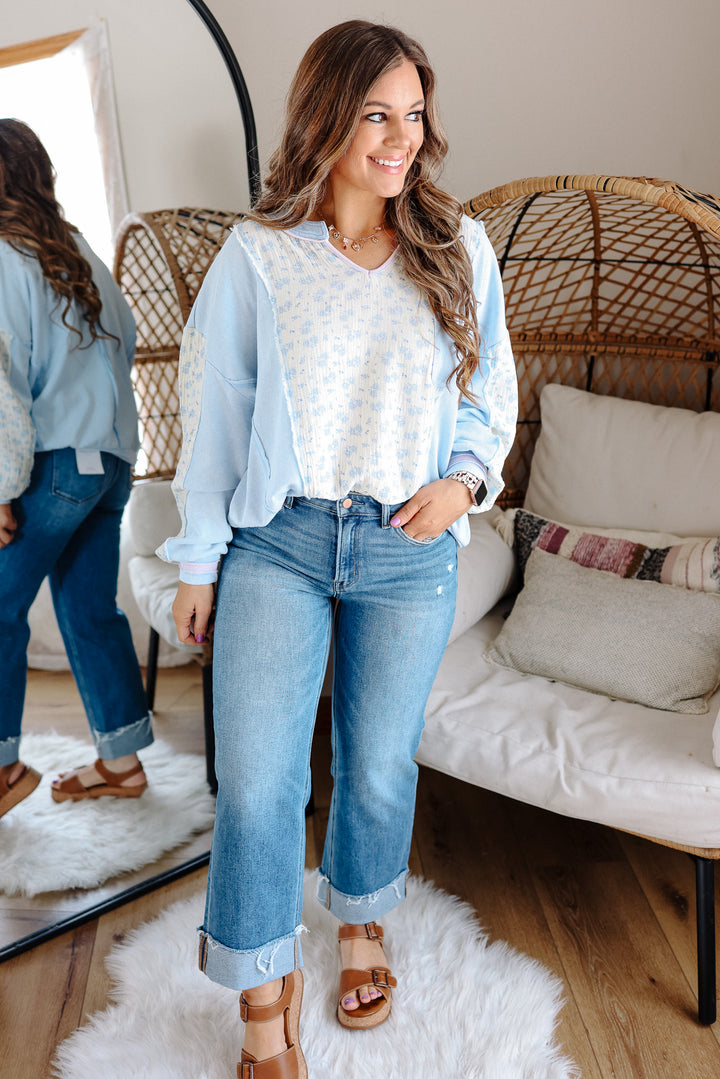 FLYING MONKEY: Sawyer Cuffed Slim Wide Jeans