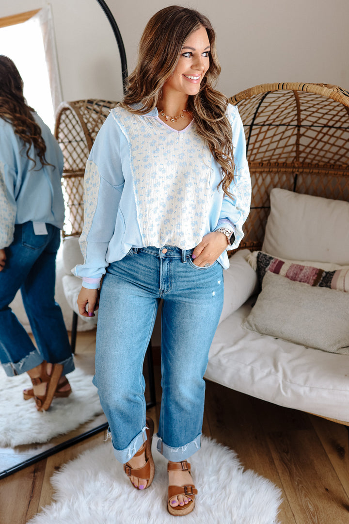 FLYING MONKEY: Sawyer Cuffed Slim Wide Jeans