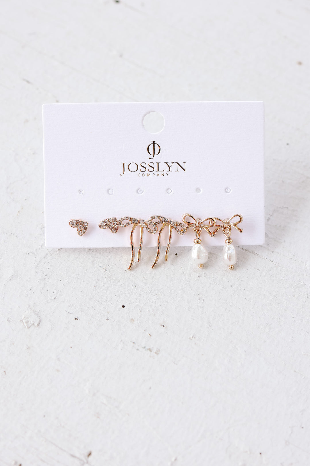 Rhinestone Heart Bow Pearl Drop Bow Earrings