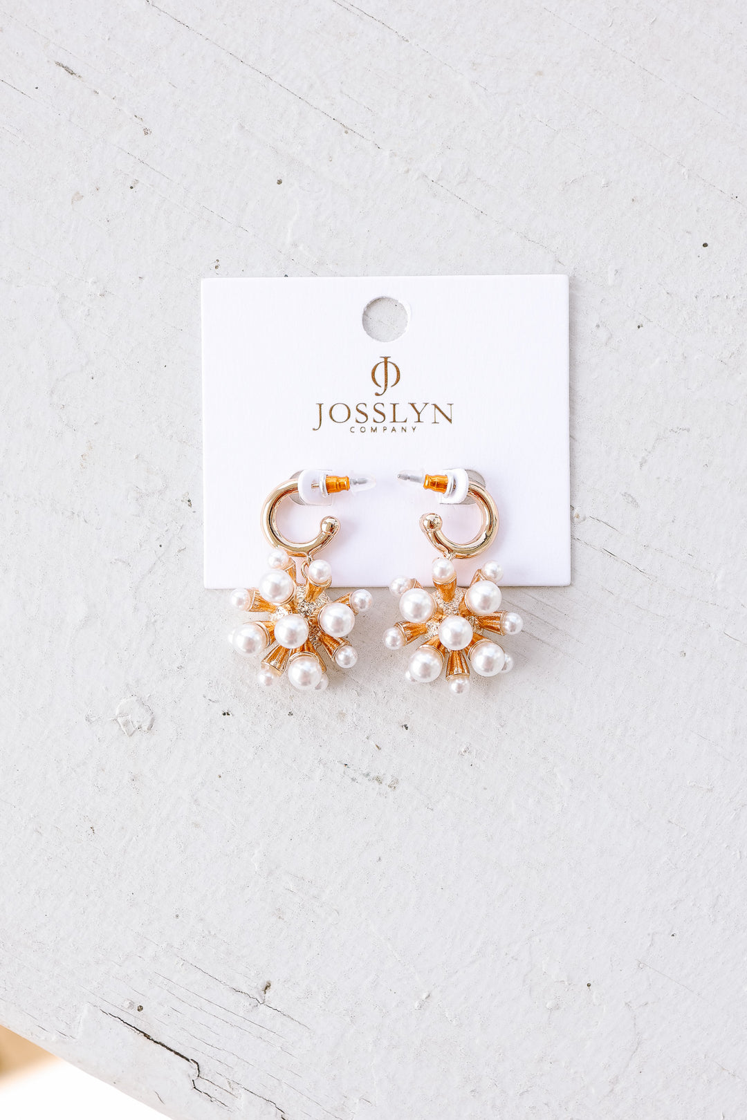 Cluster Pearl Huggie Hoop Drop Earrings