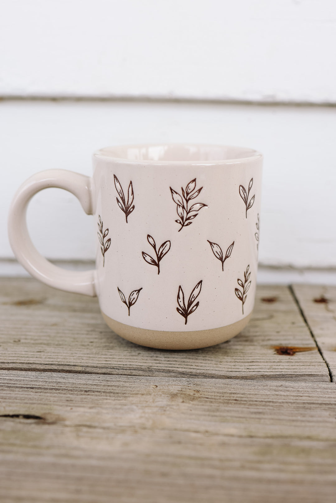 Brown Leaves Stoneware Coffee Mug
