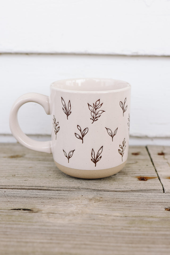 Brown Leaves Stoneware Coffee Mug