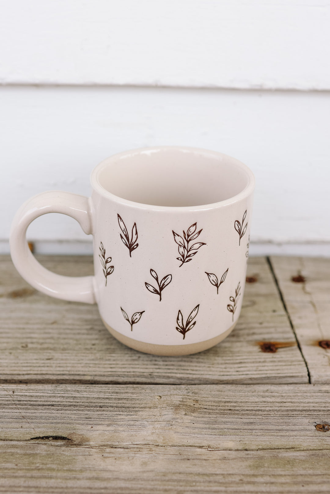 Brown Leaves Stoneware Coffee Mug